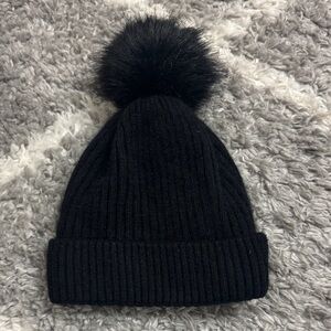 Elegant Black Pom-Pom Beanie for Women
